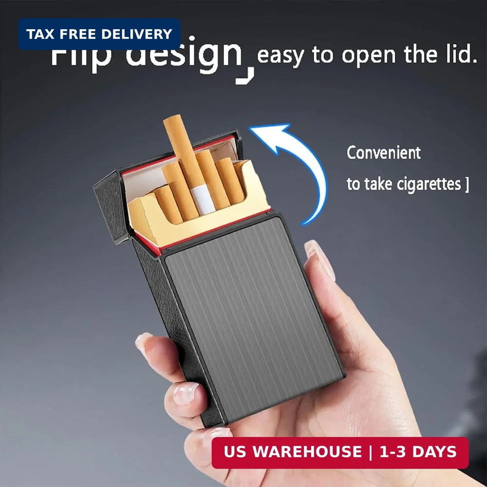 Cigarette Case 2 Pack 100mm 100's King Size (Black + Silver, 100mm)