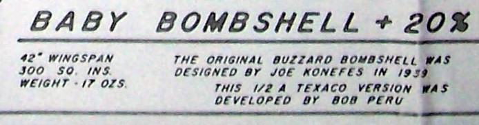 BABY BOMBSHELL PLAN + CONSTRUCTION ARTICLE to Build 42" 1/2A RC Model Airplane