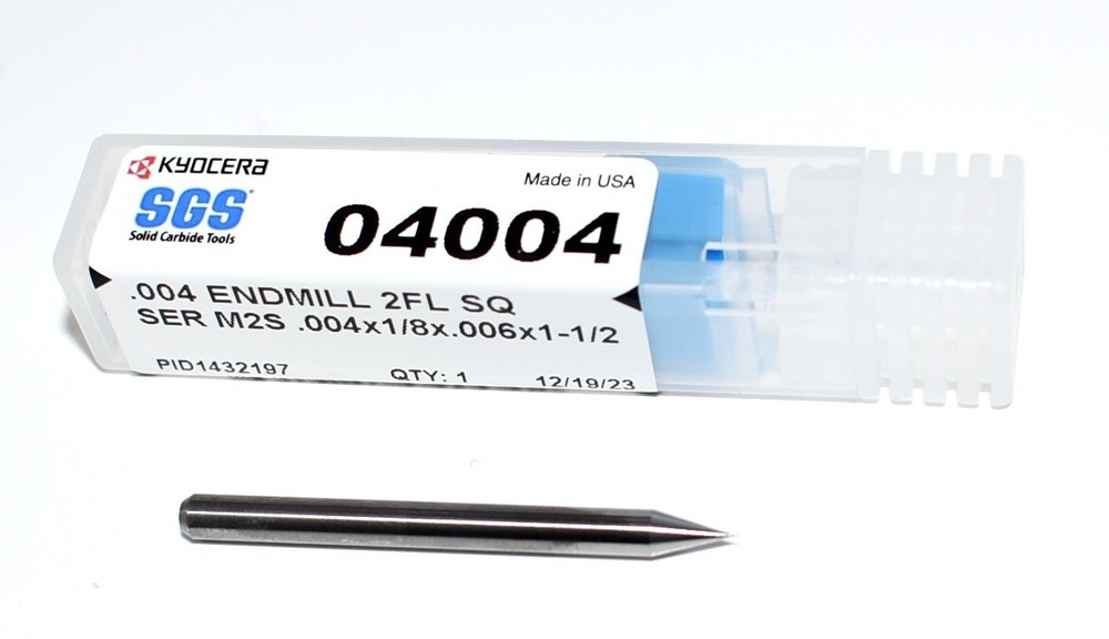 (.0040") CARBIDE END MILL 2 FLUTE MICRO KYOCERA SGS 04004