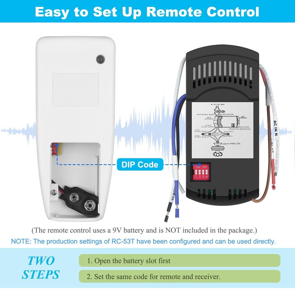 Universal Ceiling Fan Remote Control Kit, Replacement for Hunter/Harbor Breeze