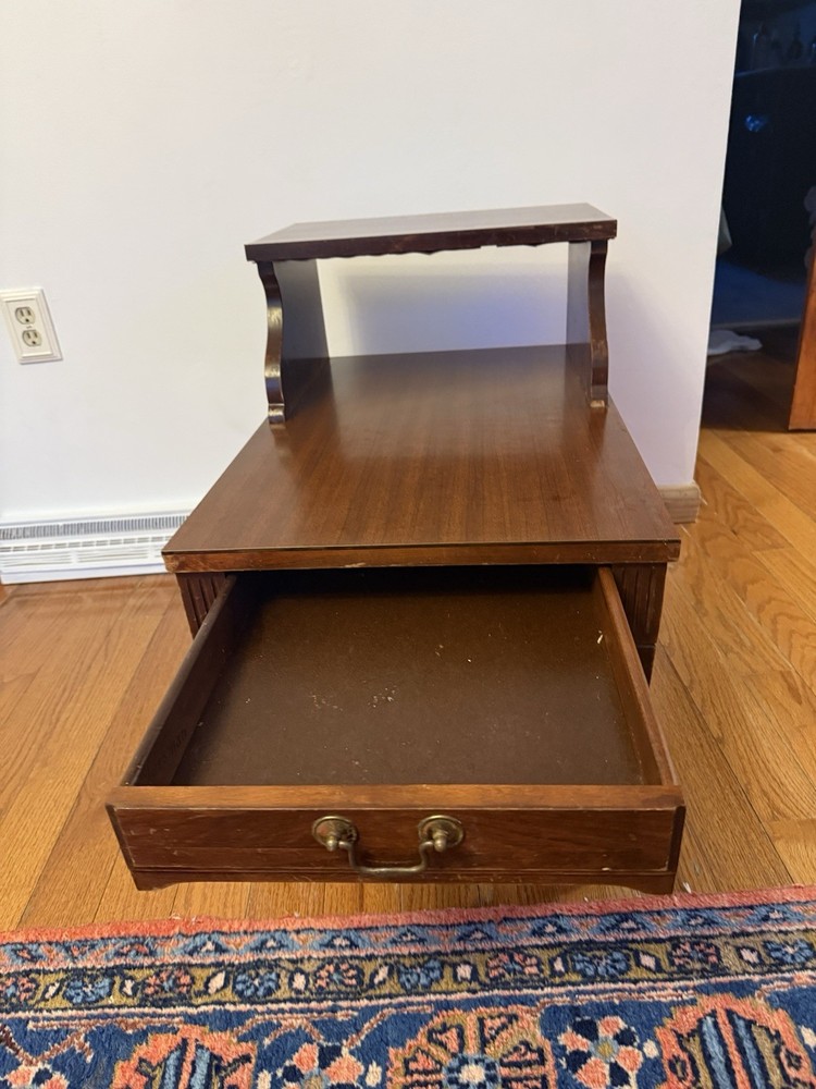 Vintage Mid-Century Mersman 7706 Two-Tier Rolling Step End Table