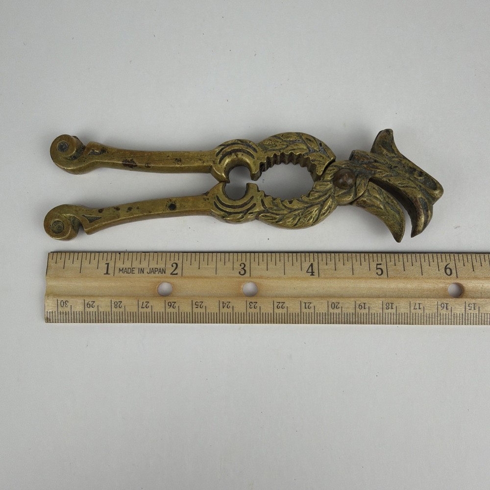 Vintage Solid Brass Nutcracker Eagle Bird Head Ornate Figural Metal Decor 5.75"