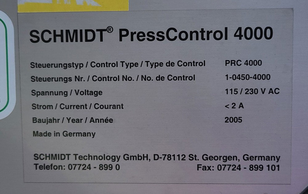 Lot Schmidt PRC 4000 Press Control & 2x 415 Servo Press Modules 4.5kN Force 200m