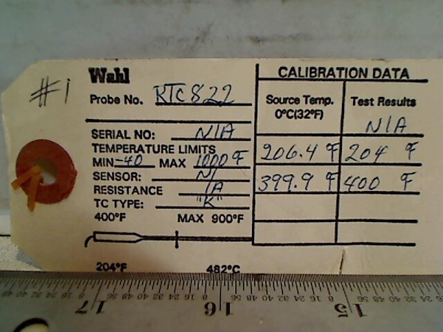 WAHL TYPE K THERMOCOUPLE PROBE RTC822