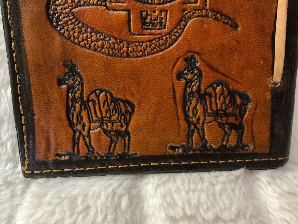 Handmade Tooled Leather 6.5” x 5” Notebook ,Journal /Cusco Peru / Lama