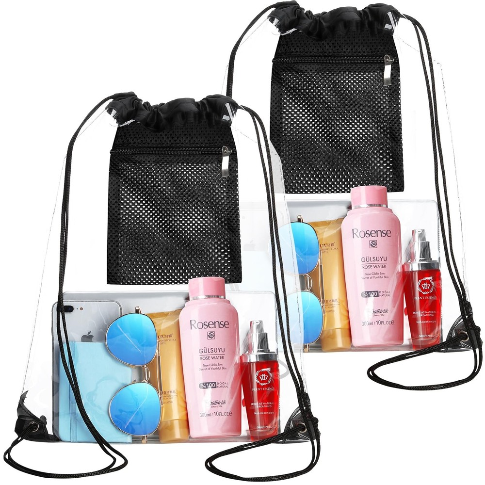 2 Pieces Clear Drawstring Bag for Stadium Concert Work Security Approved, Wat...