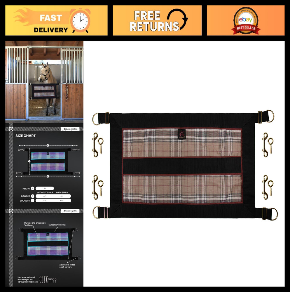 Deluxe Black Stall Guard for Horses & Ponies - Adjustable Straps, Secure Design