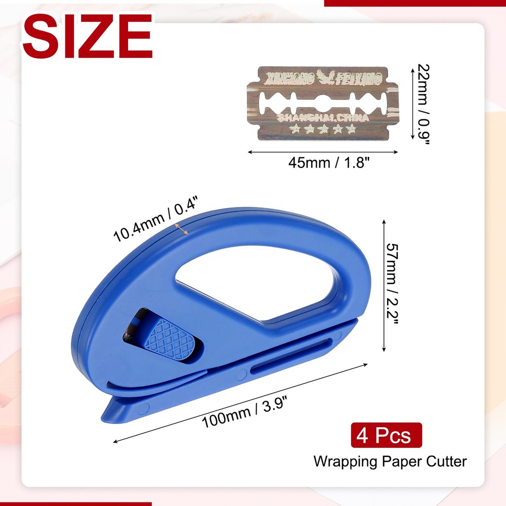 4Pack Wrapping Paper Cutter for Wrapping Paper, Blue