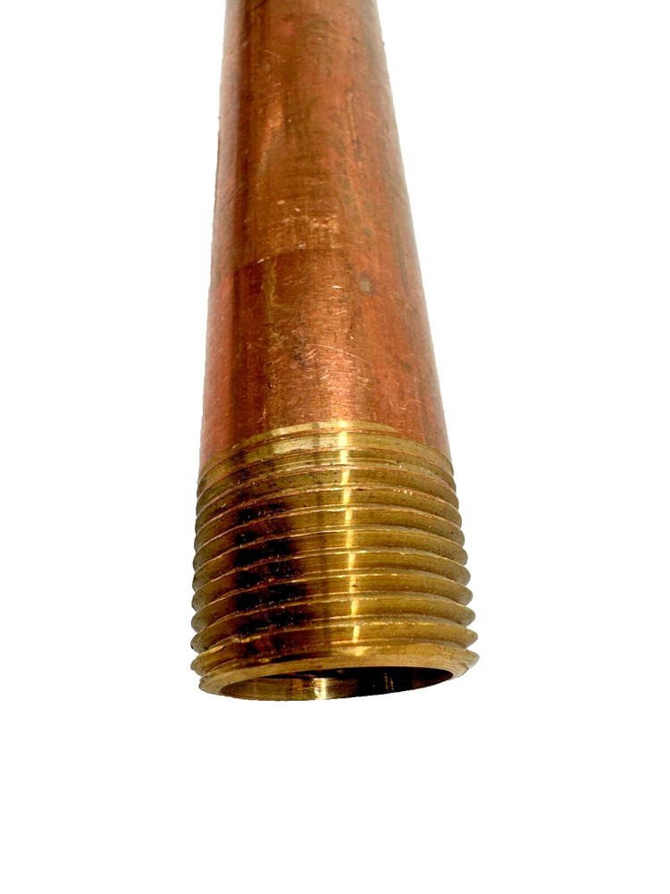 BRASS Nipple 1" Schedule 40 x 12" Long Thread Both End Nipple, Seamless