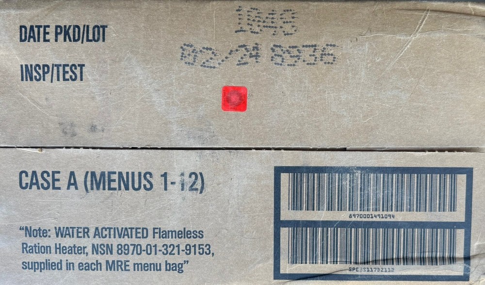 US Military MRE Case "A" 12 Meals "NEW"
