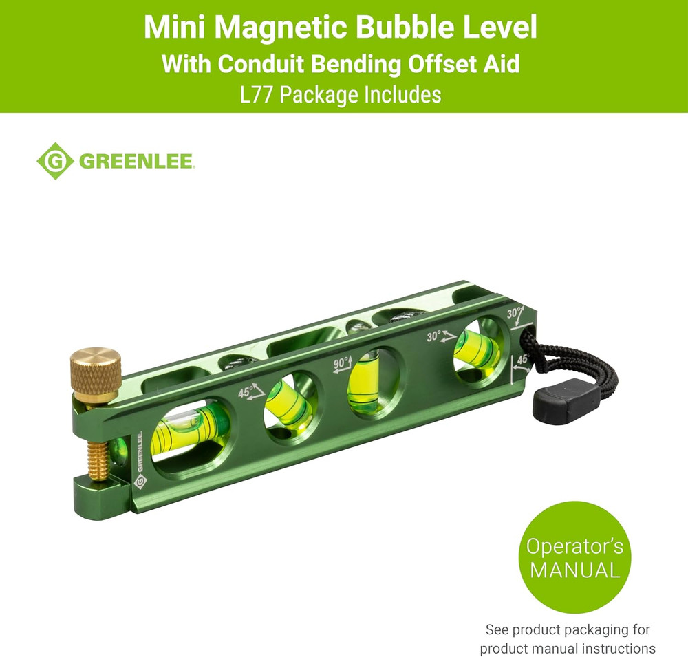 L77 Mini Magnetic Bubble Level with Conduit Bending Offset Aid