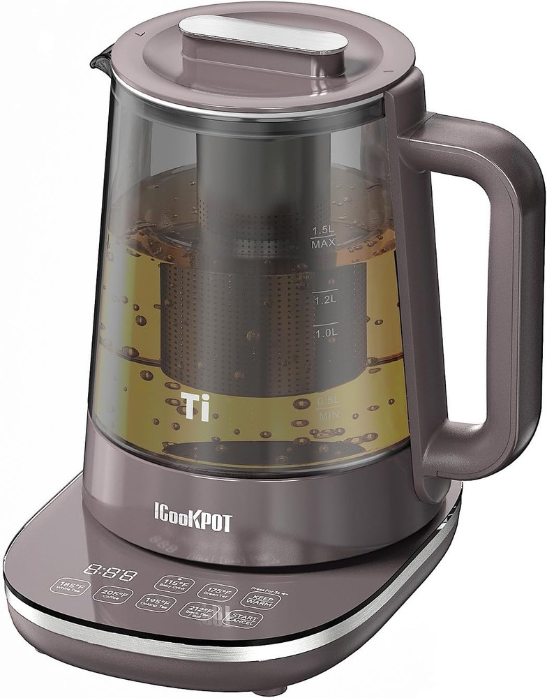 Titanium Hot Tea Maker Glass Electric Kettle with Infuser and Temperature Contro