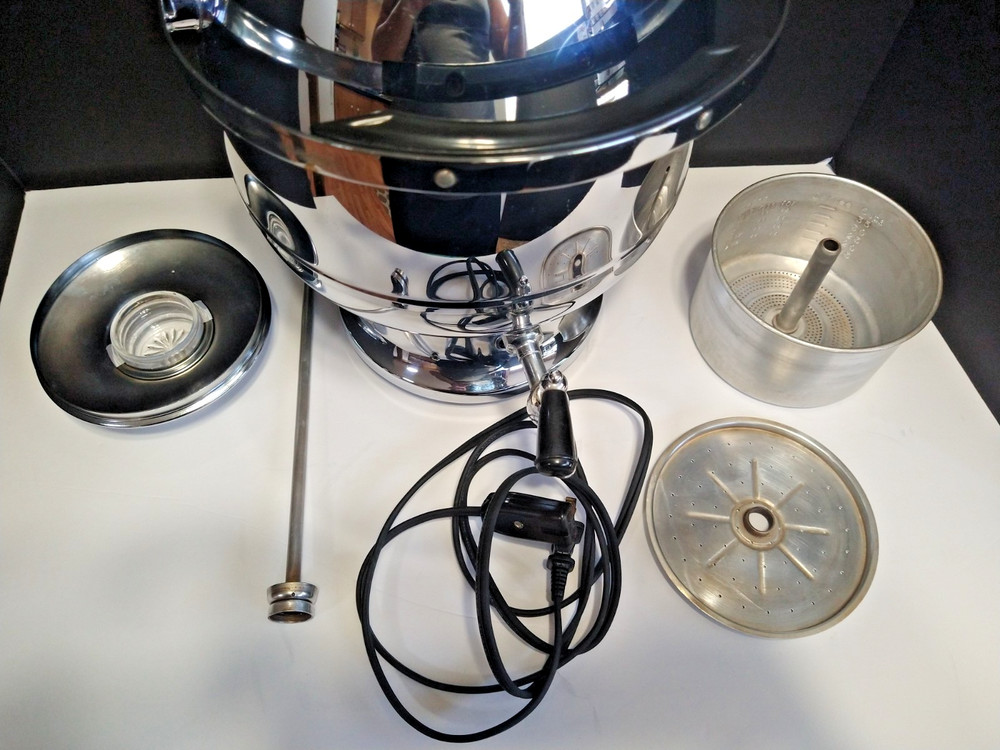 Vintage MCM Hamilton Beach Chrome Coffee Percolator 21CM Tested & Working