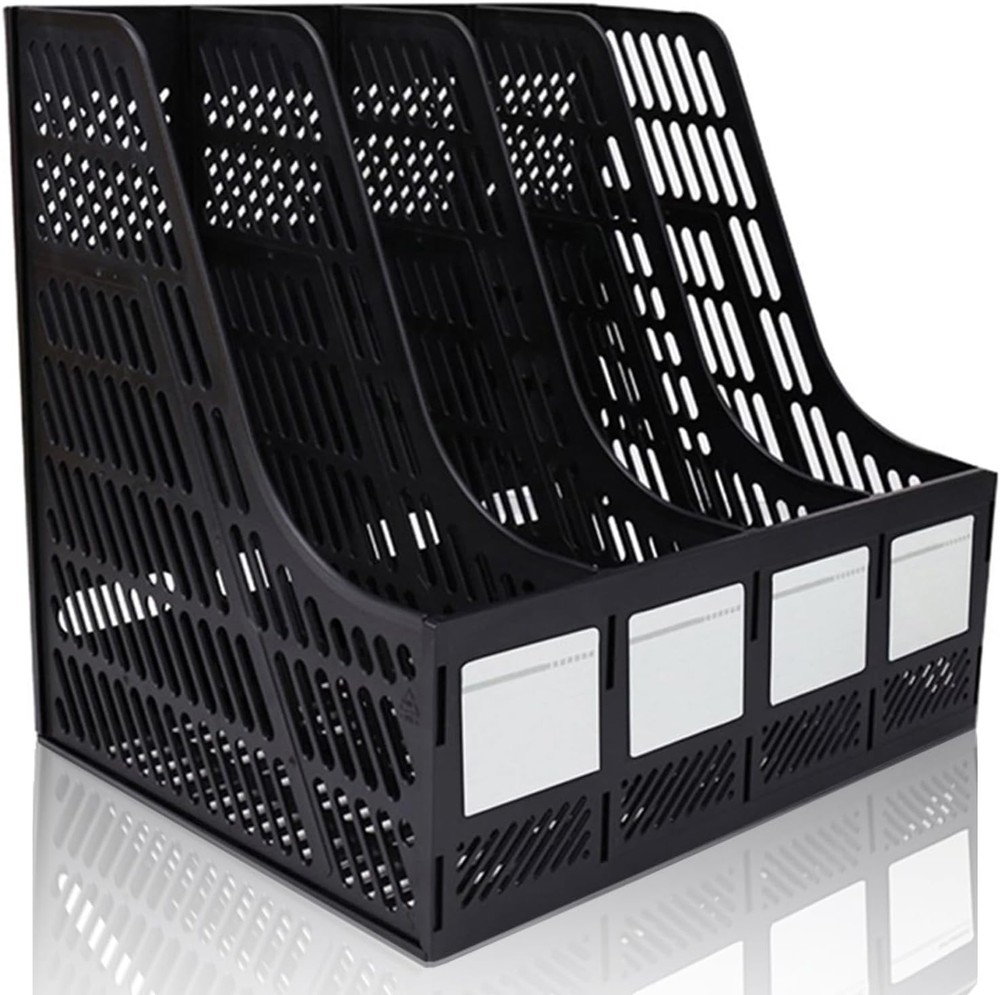 File Holder Desktop Filing File Box 4 Compartments Vertical File Organizer