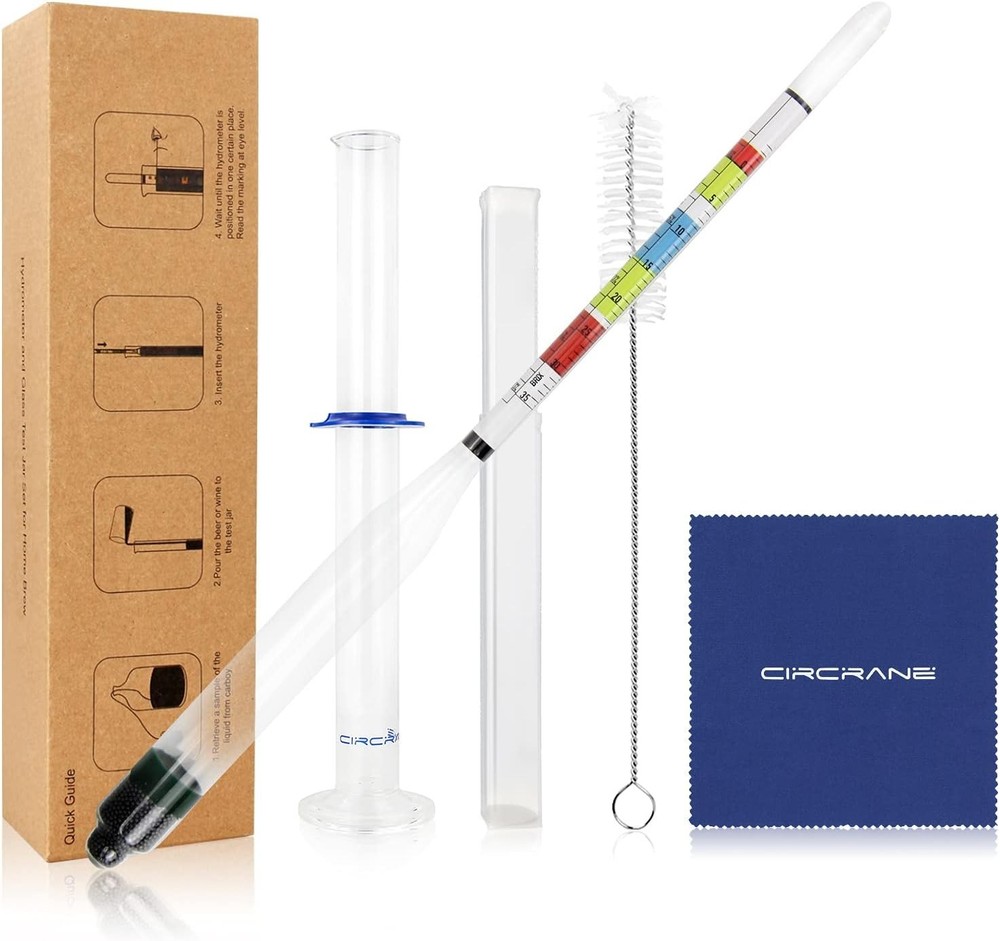 Hydrometer Glass Jar Set for Alcohol Brix Gravity Readings Home Brewing