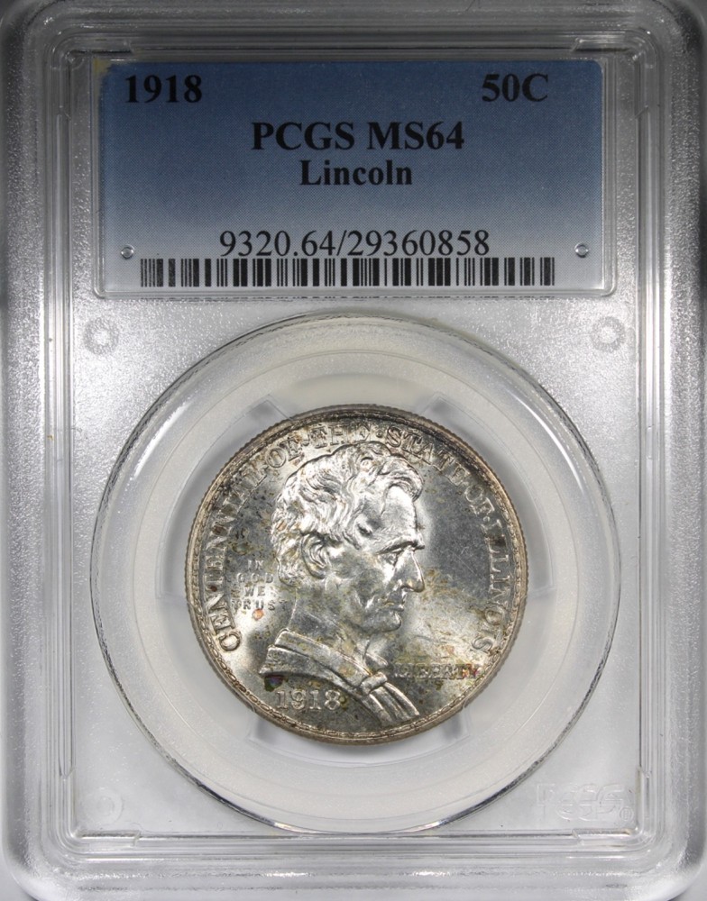 1918 Lincoln Commemorative Half Dollar PCGS MS64 50C