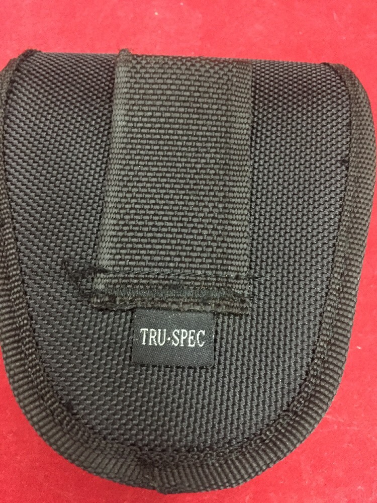 TRU-SPEC Black Ballistic Nylon Handcuff Case Belt Loop Snap Button