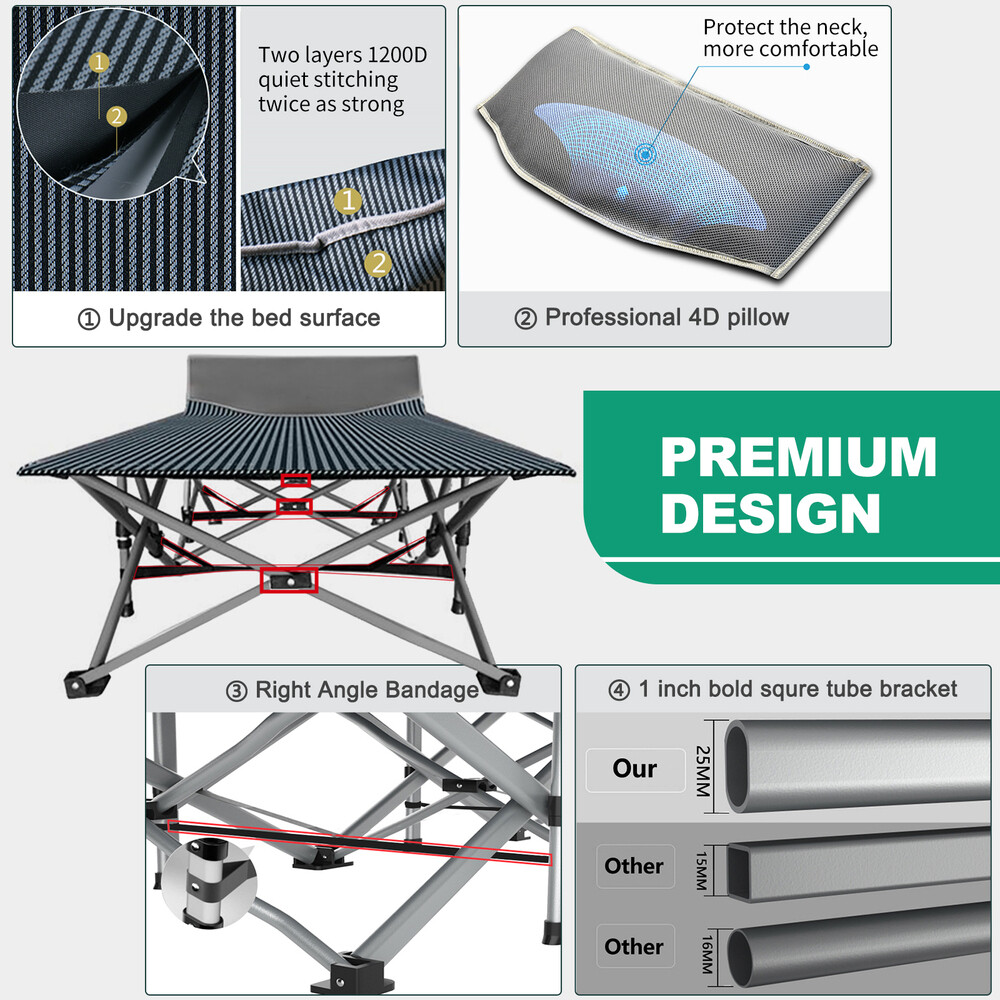 NAIZEA Camping Cot with Comfortable Thick Pad Cots for Sleeping with Carry Bag