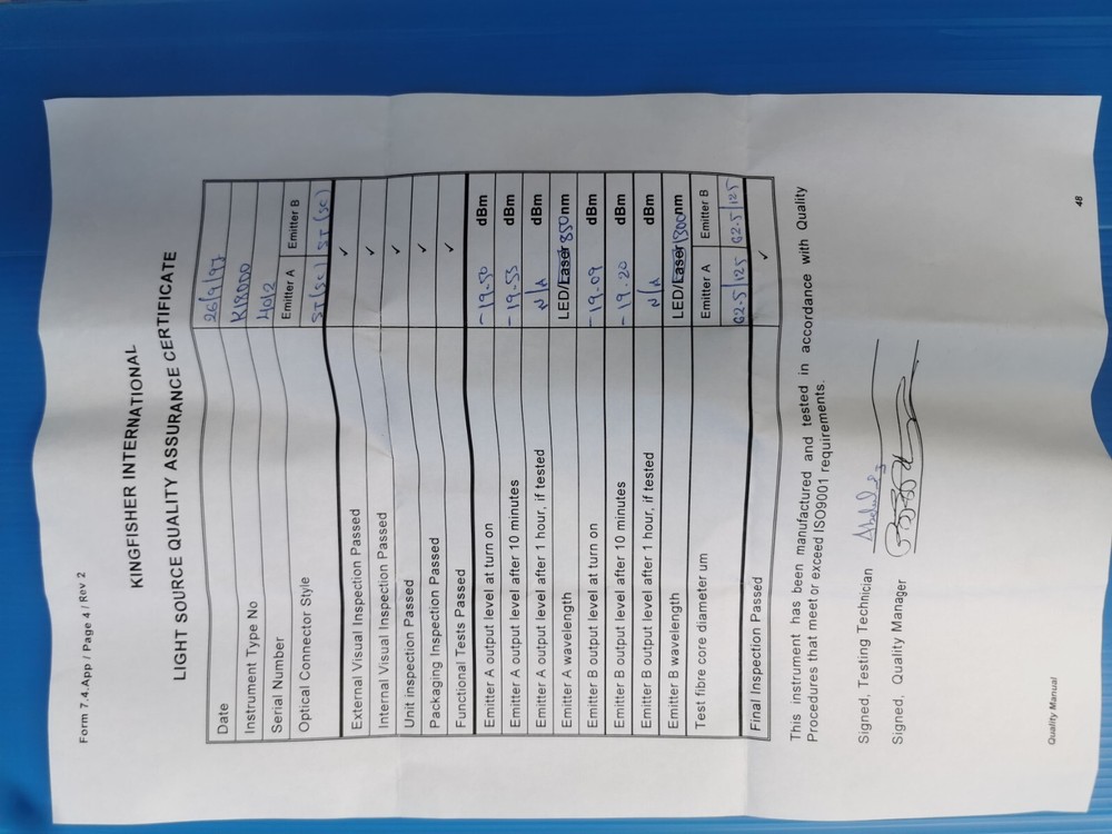 Kingfisher ki8000 Light Source and optical power meter