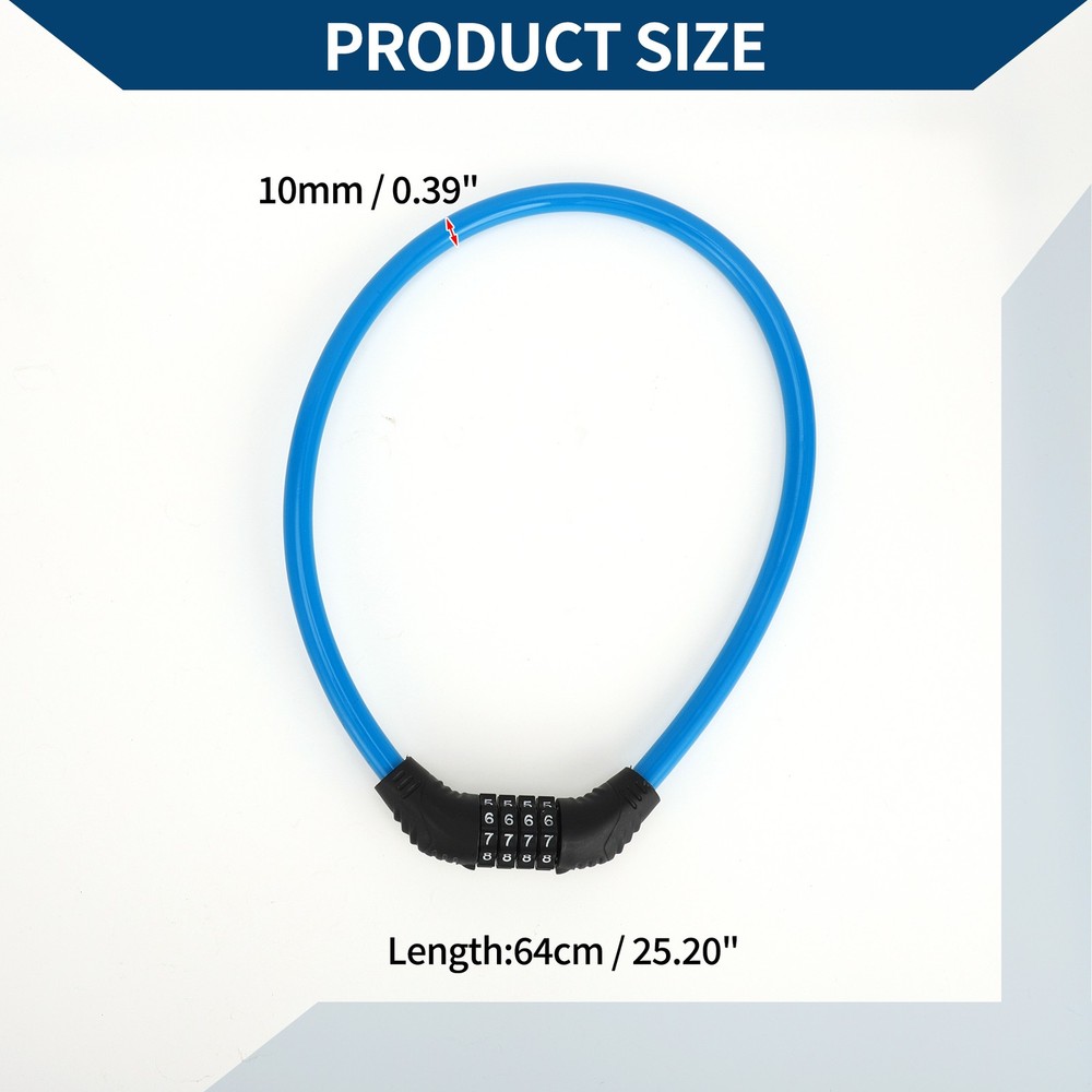 Bicycle Lock Security Lock Resettable 4 Digit Combination Chain Bike Lock Blue