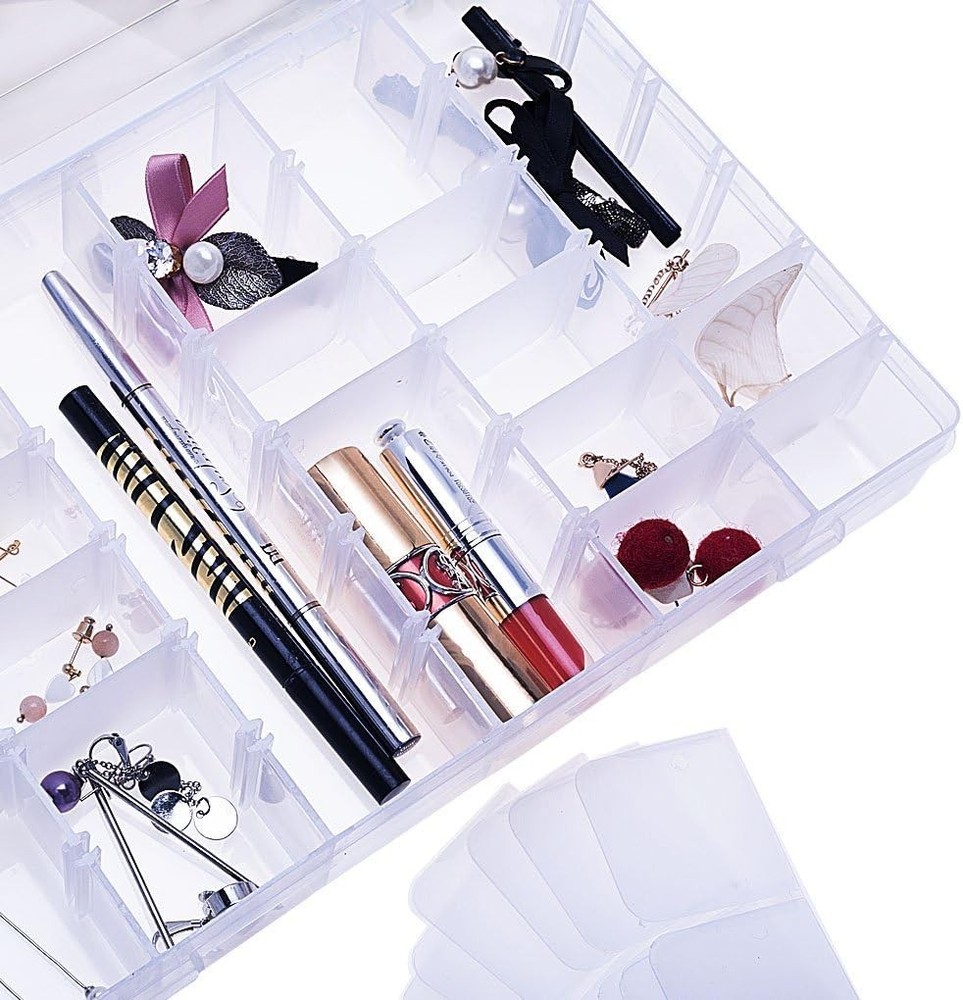 36-Grid Clear Jewelry Box Organizer - Portable, Water-Resistant Storage Solution