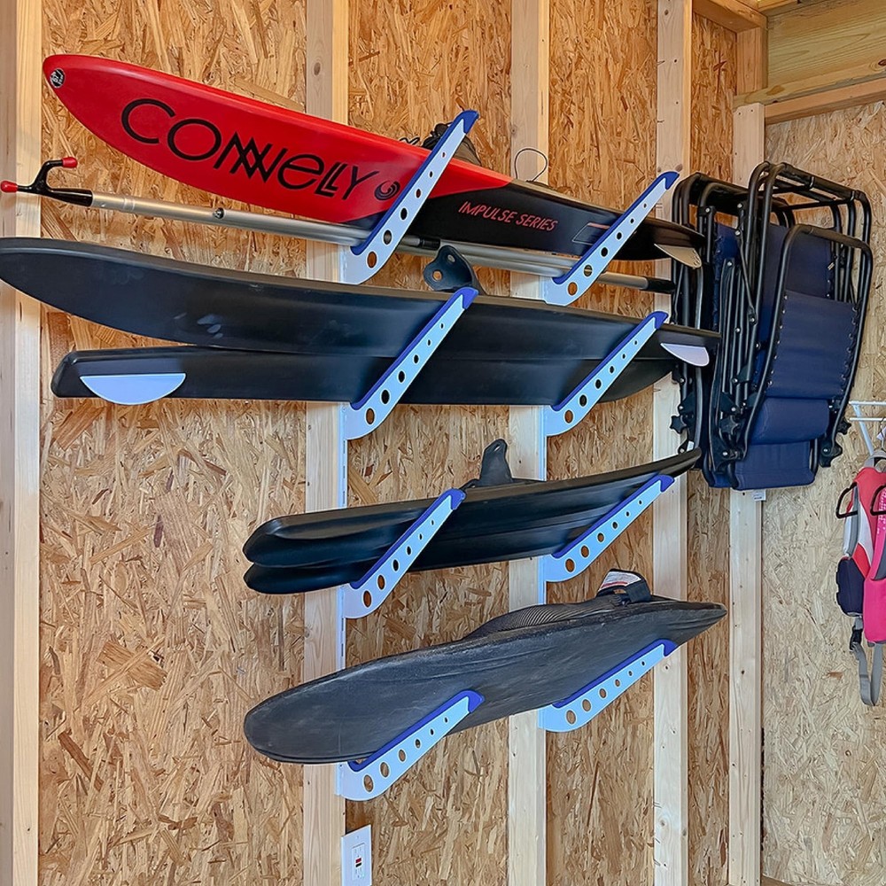 Adjustable Wakeboard Storage Rack – Wall Mount 4 Level Display, Heavy Duty Wa...