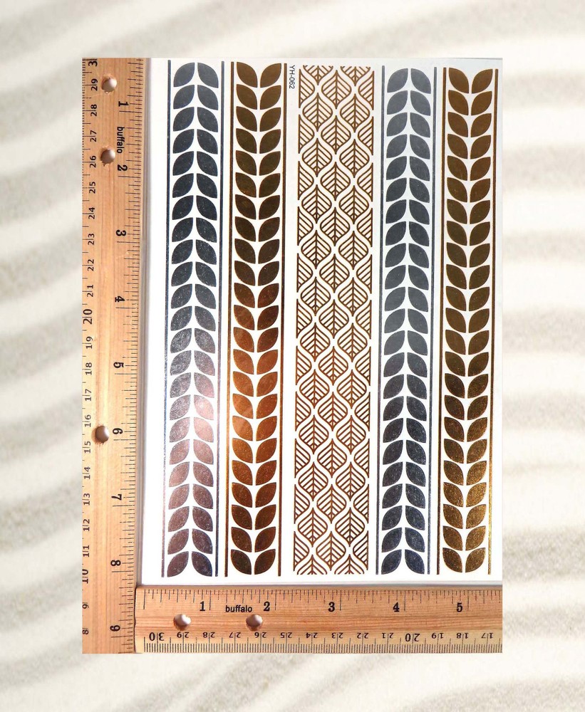 12 sheets metallic gold removable sticker temporary tattoo