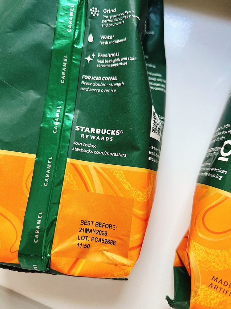 6 PACK 66 oz Starbucks Caramel Flavored Ground Coffee, 11oz/ea