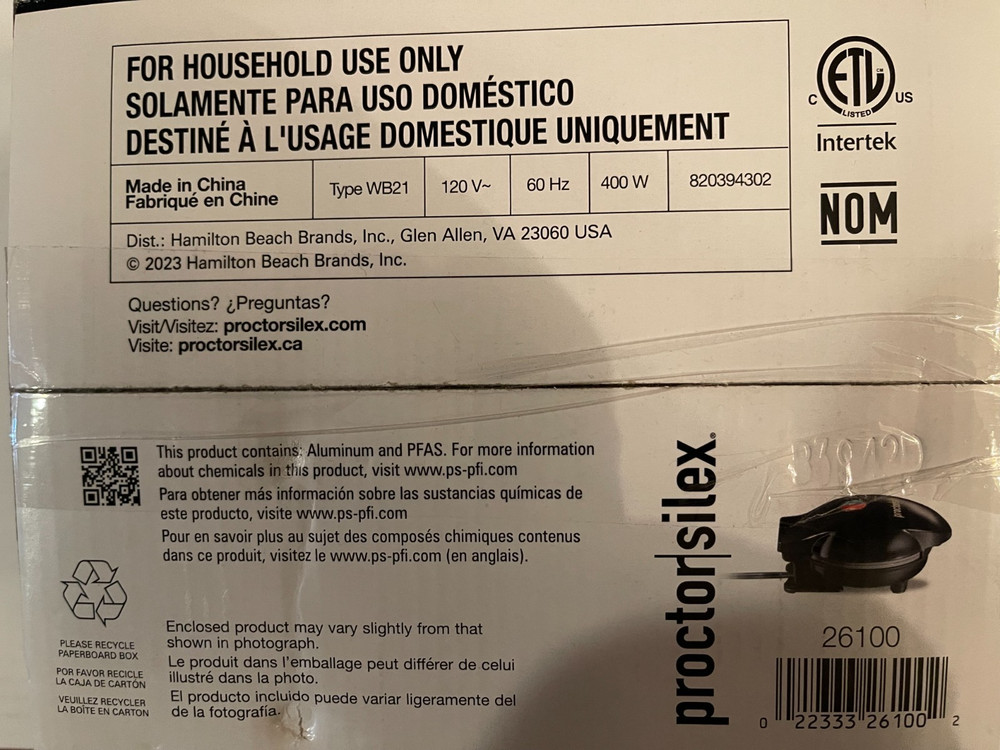 Proctor Silex 26100 Single Waffle Maker