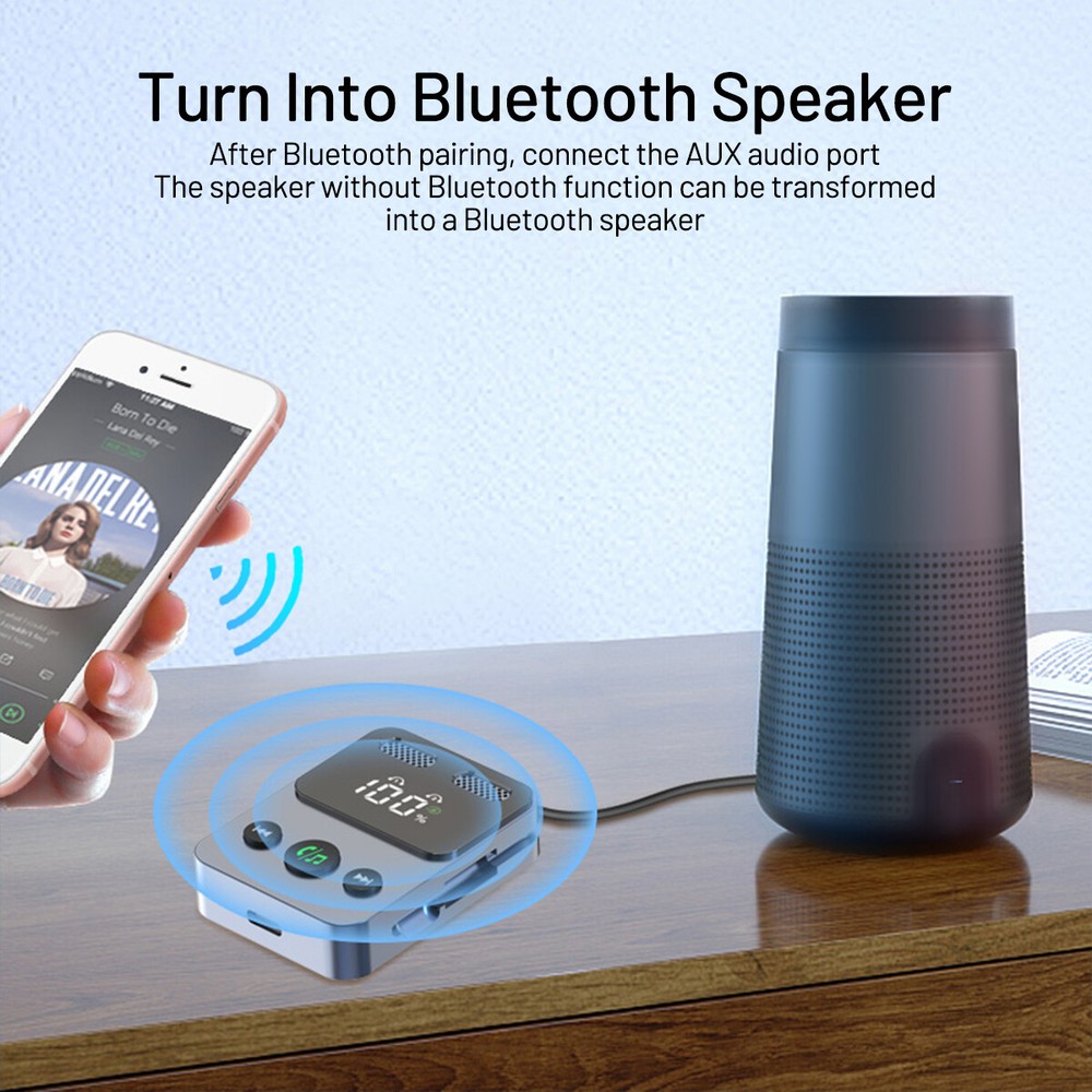 Bluetooth 5.3 Transmitter Receiver 2 IN 1 Wireless Audio 3.5mm Jack Aux Adapter