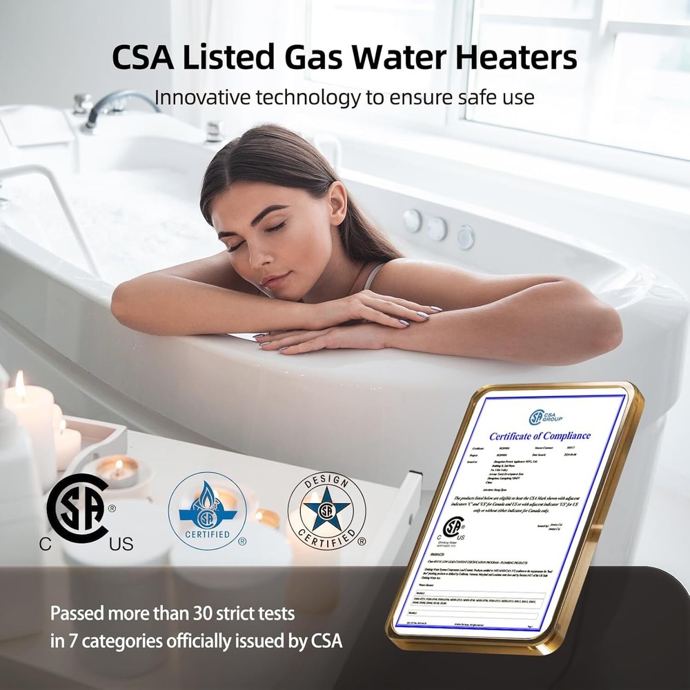 120K BTU Tankless Water Heater Outdoor Propane Gas 5.1 GPM Constant Hot Water