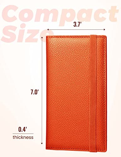 Checkbook Cover for Personal Checkbook, Checkbook Holder with Pen Orange