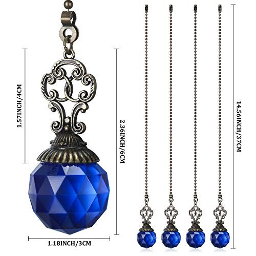 Ceiling Fan Pull Chains Crystal Light Fan Pull Chain Pendant with Ball 4 Blue