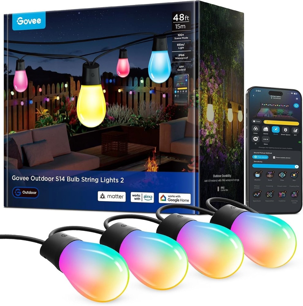 Govee Outdoor S14 Bulb String Lights 2 - 48ft