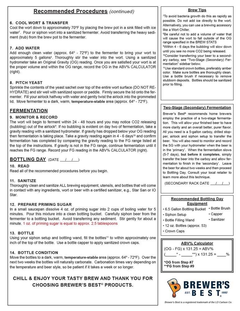 Brewer's Best Red Ale Ingredient Kit for Home Brew Beer Making