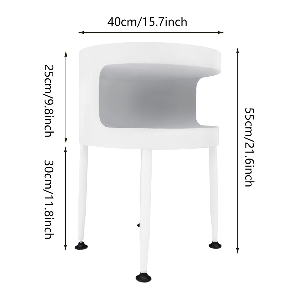Round Table with Open Storage, Iron Bedside Table Modern Side Table 40x40x55cm