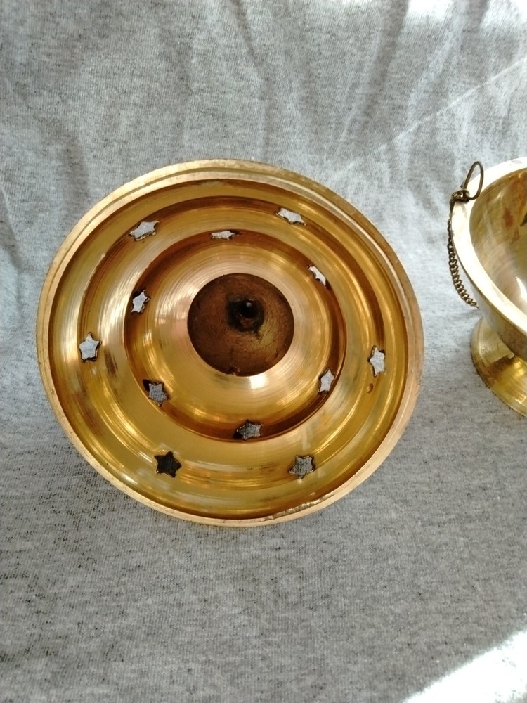 Brass Incense Charcoal Burning Handing Holder 6"