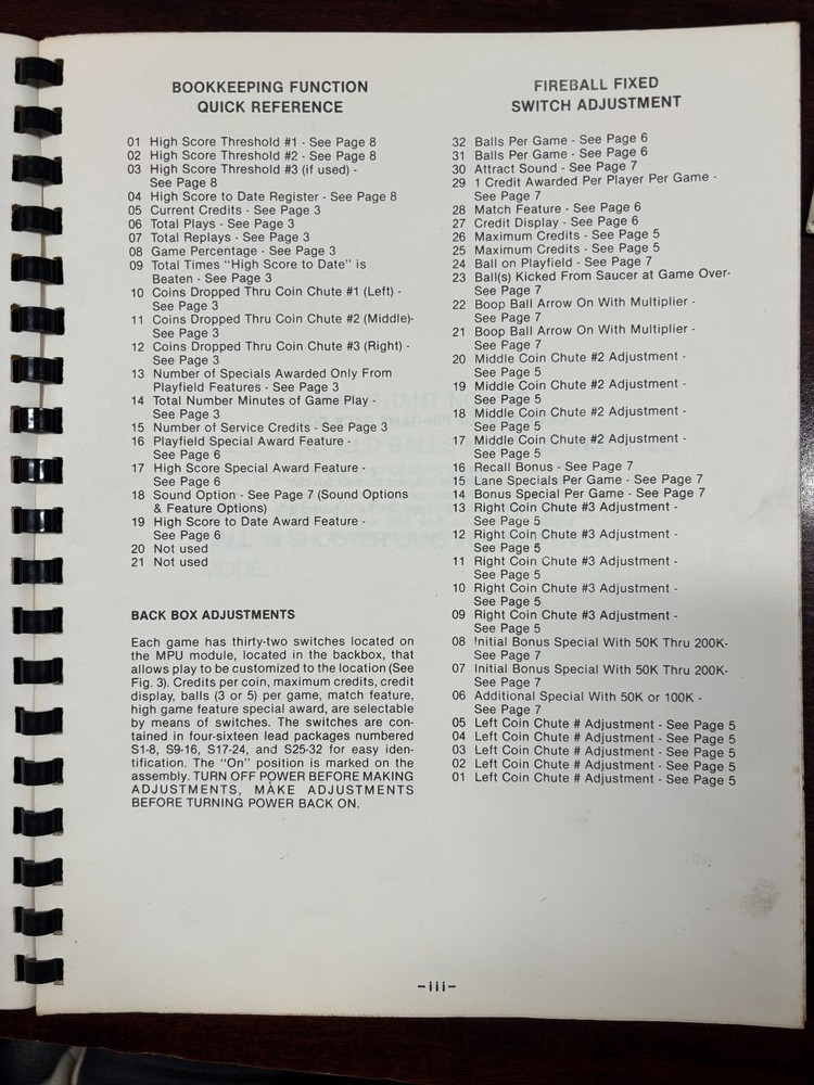 ORIGINAL-BALLY-FIREBALL CLASSIC-PRELIMINARY OWNERS SECTION-ELECTRICAL SECTION