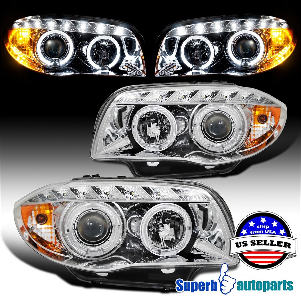 Fits 2007-2013 BMW E82 E88 128i 135i LED Halo Projector Headlight Replacement