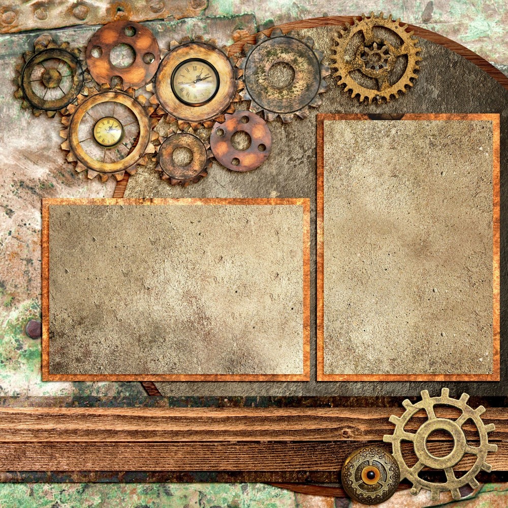 Steampunk 4 - 2 Premade Scrapbook Pages - EZ Layout 3716