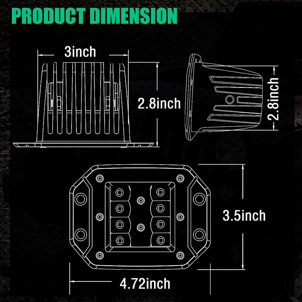 5" Flush Mount LED Work Lights Backup Reverse Bumper Off-Road Driving Cube Pods