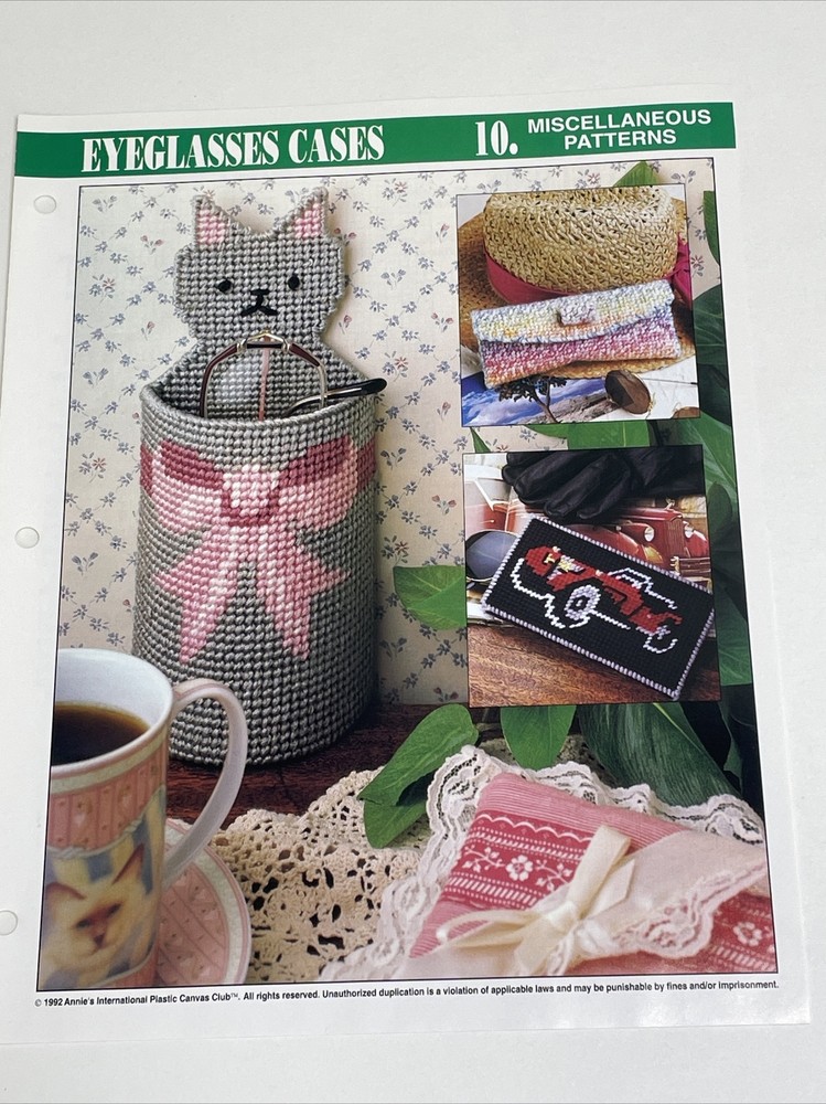 Eyeglasses Cases Cat Car Annie's Attic Plastic Canvas Pattern