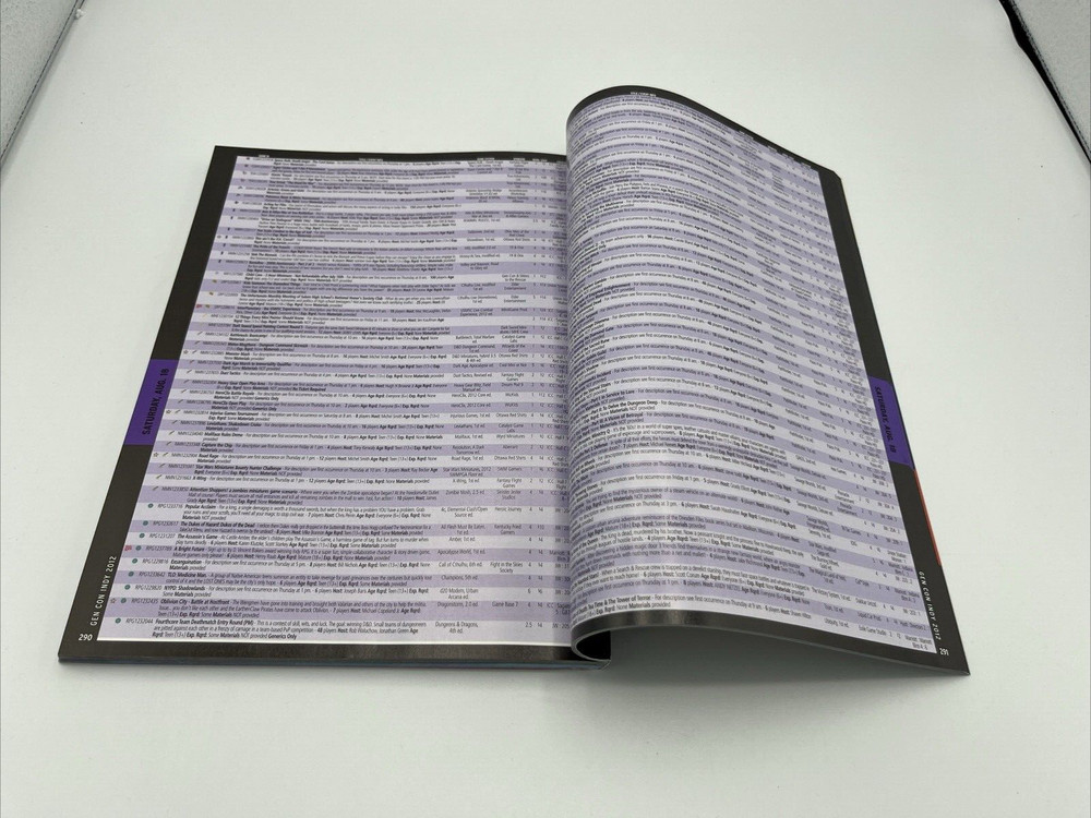 Gen Con 2012 Program Guide Book Gencon Indianapolis Indiana Indy