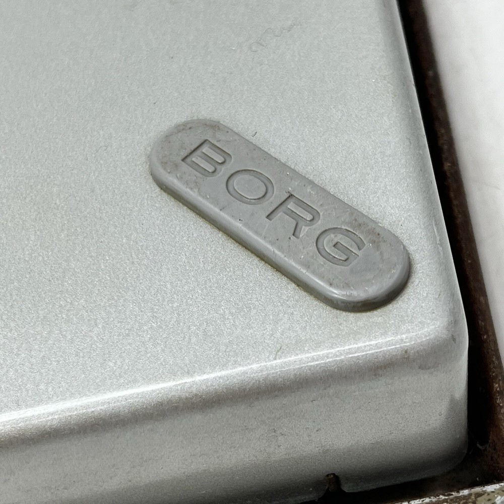 Vintage BORG Bathroom Scale MCM Black Metal Rusty Classic Silver Handle Accurate