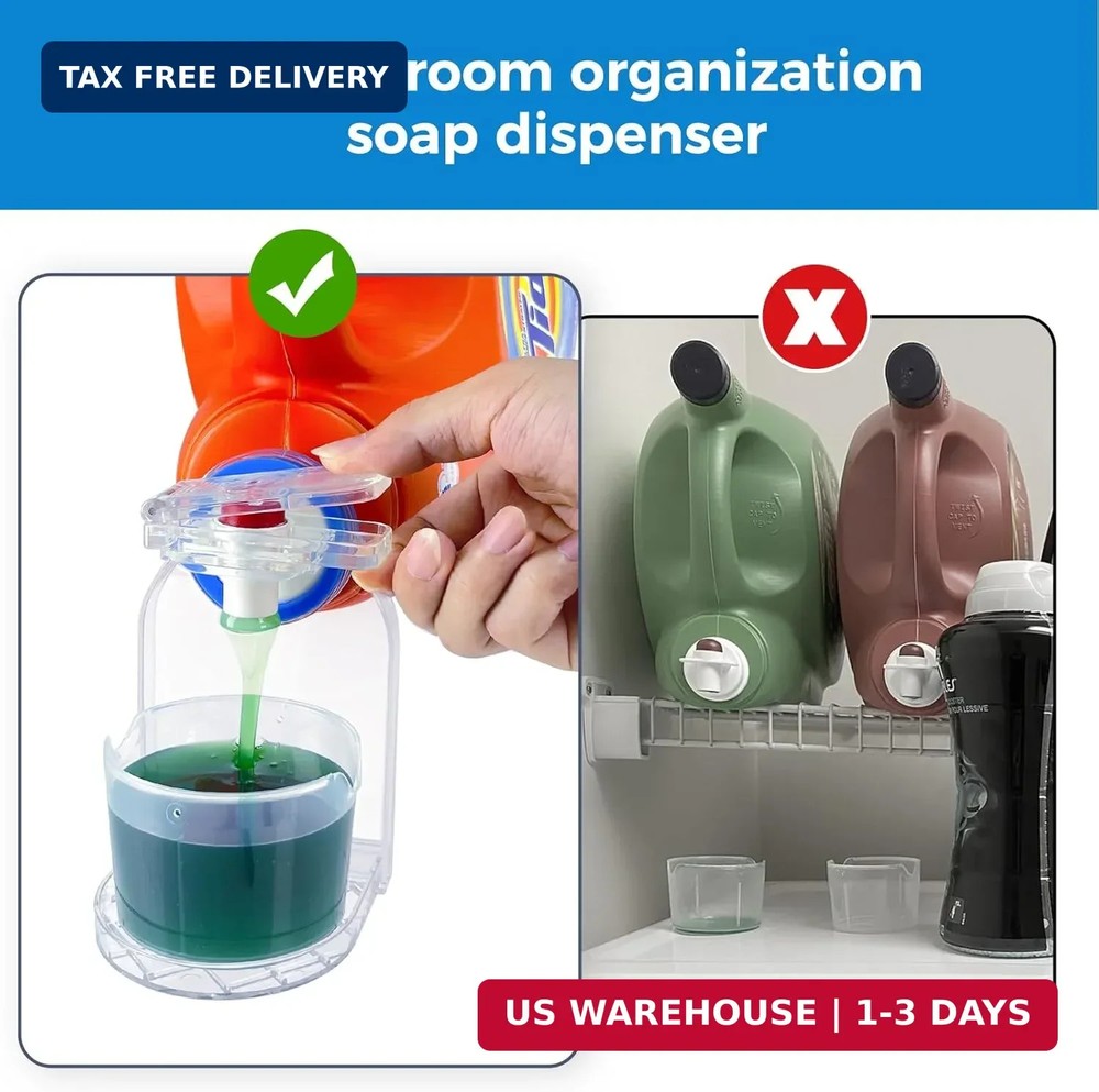 Clear Laundry Detergent Dispenser Cup Holder & Nozzle Force-Saving Switch, Drip