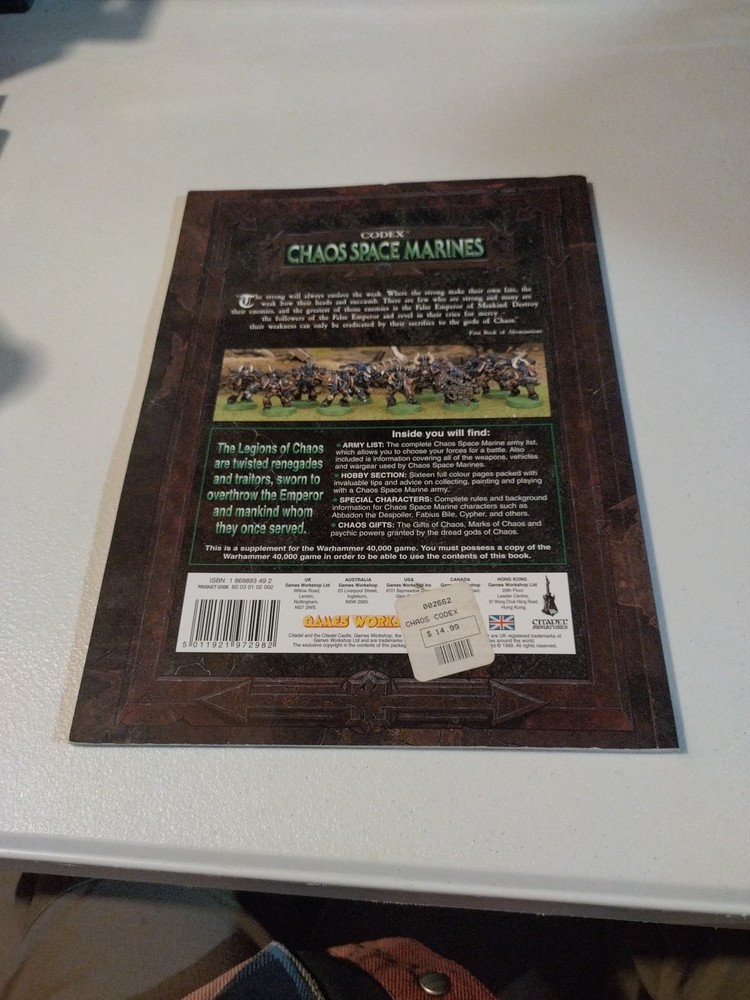 Games Workshop Warhammer 40k Chaos Space Marines Codex Supplement 1999 3rd Ed