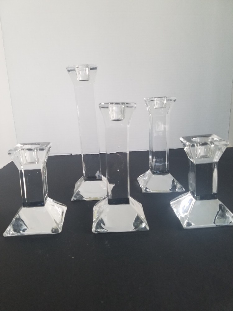 Towle Silversmith  Crystal Candlestick Holders Set of (5). Pre-owned.