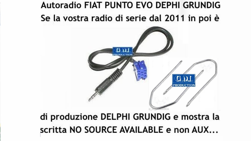Punto Evo 150 iPod MP3 Aux Cable Set "No Source Available" Fits Delphi