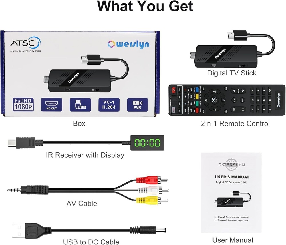 Mini TV Tuner Box with Playback & Remote Control