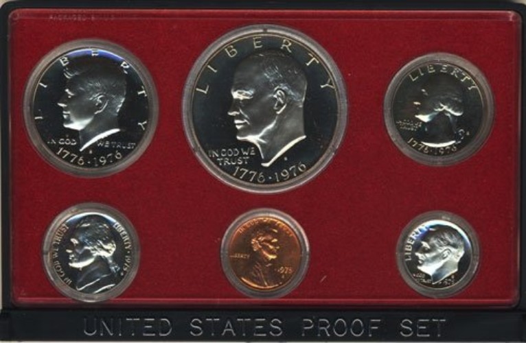 1975 Mint Proof Set - Government Packaging with Bicentennial Coins